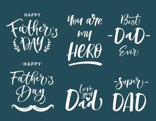 Fathers Day Lettering Calligraphic Set.