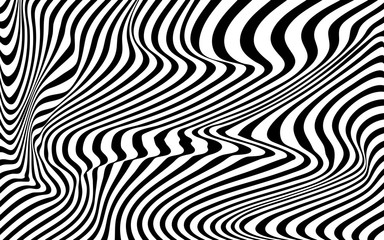 optical art wave abstract background black and white