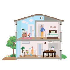 Obraz premium スマート家電 住宅 家 断面図 イラスト 