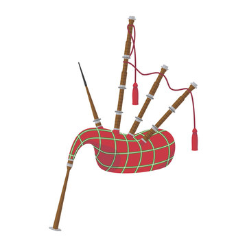 Vector illustration of a bagpipes in cartoon style isolated on white background