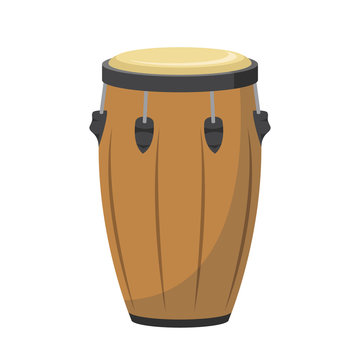 Vector illustration of a conga drum in cartoon style isolated on white background