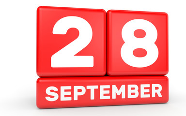 September 28. Calendar on white background.
