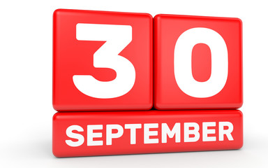 September 30. Calendar on white background.