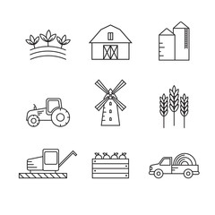 Farming and agriculture vector icons set