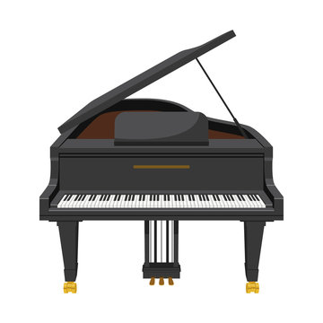 Vector illustration of a grand piano in cartoon style isolated on white background