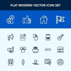 Modern, simple vector icon set with summer, mask, america, cigarette, sea, musical, water, dish, aluminum, white, food, success, soup, can, snorkel, tshirt, document, tin, dinner, home, guitar icons