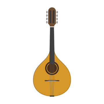 Vector illustration of a mandolin in cartoon style isolated on white background