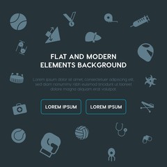 health, science, sports fill vector icons and elements background concept on dark background.Multipurpose use on websites, presentations, brochures and more