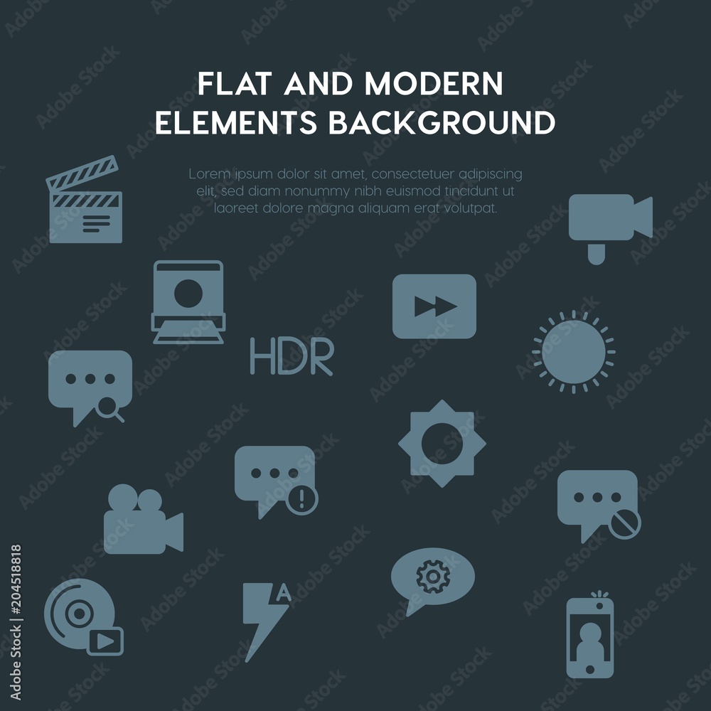 Aufkleber cloud and networking, chat and messenger, video, photos fill vector icons and elements background co