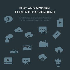 cloud and networking, chat and messenger, video, photos fill vector icons and elements background concept on dark background.Multipurpose use on websites, presentations, brochures and more