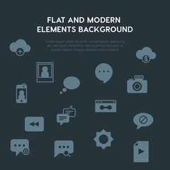 cloud and networking, chat and messenger, video, photos fill vector icons and elements background concept on dark background.Multipurpose use on websites, presentations, brochures and more