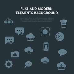 cloud and networking, chat and messenger, video, photos fill vector icons and elements background concept on dark background.Multipurpose use on websites, presentations, brochures and more