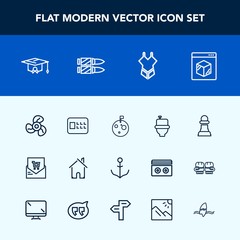 Modern, simple vector icon set with ventilator, bathroom, business, electric, safe, nautical, bank, college, game, architecture, flag, education, horse, supermarket, astronaut, security, space icons
