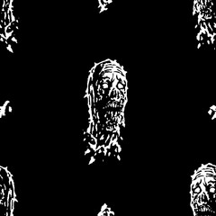 Creepy zombie head pattern. Vector illustration