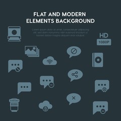 cloud and networking, chat and messenger, video, photos fill vector icons and elements background concept on dark background.Multipurpose use on websites, presentations, brochures and more