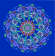 A mandala. Decorative round ornaments. Wicker design elements. Logos for yoga, backgrounds for posters, icons for programs and websites. The unusual shape of the flower. 