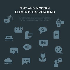 cloud and networking, chat and messenger, video, photos fill vector icons and elements background concept on dark background.Multipurpose use on websites, presentations, brochures and more