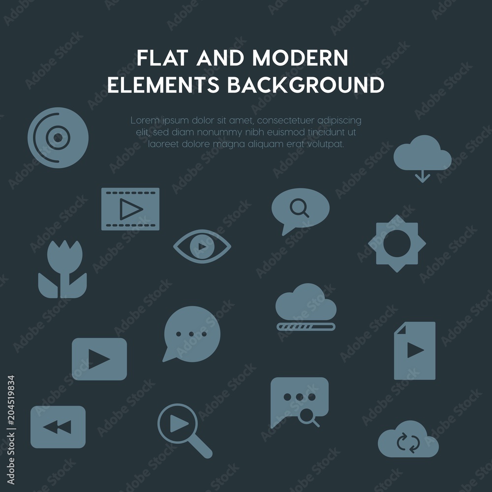 Aufkleber cloud and networking, chat and messenger, video, photos fill vector icons and elements background co