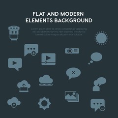 cloud and networking, chat and messenger, video, photos fill vector icons and elements background concept on dark background.Multipurpose use on websites, presentations, brochures and more