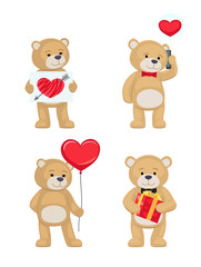 I Love You and Me Teddy Bears Vector