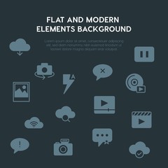 cloud and networking, chat and messenger, video, photos fill vector icons and elements background concept on dark background.Multipurpose use on websites, presentations, brochures and more