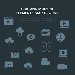 cloud and networking, chat and messenger, video, photos fill vector icons and elements background concept on dark background.Multipurpose use on websites, presentations, brochures and more