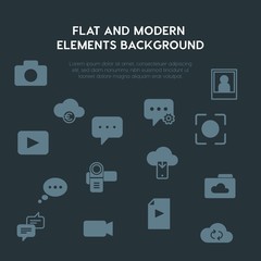 cloud and networking, chat and messenger, video, photos fill vector icons and elements background concept on dark background.Multipurpose use on websites, presentations, brochures and more