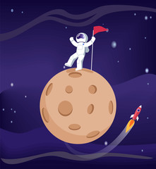 Fototapeta premium Mercury and Astronaut Poster Vector Illustration