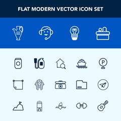 Modern, simple vector icon set with ocean, message, paper, egyptian, road, stick, note, public, fire, speaker, can, vase, home, metal, yacht, cross, pottery, safety, egypt, decoration, culture icons