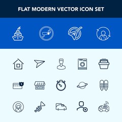 Modern, simple vector icon set with message, coin, store, home, building, email, house, folk, no, housework, cigarette, instrument, white, watch, machine, profile, bank, business, curtain, timer icons