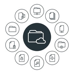folder, bookmarks, files Infographic Circle outline Icons Set. Contains such Icons as office,  template,  folder,  divider,  document,  paperwork,  concept and more. Fully Editable. Pixel Perfect