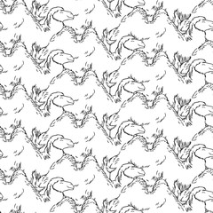  Camels seamless pattern, hand drawn style. Vector illustration on white  background.
