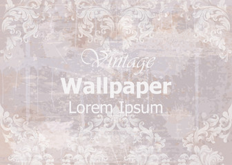 Fototapeta na wymiar Vintage wallpaper Vector. Classic ornament elegant structure. Grunge background retro theme decors