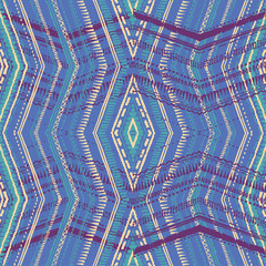 Abstract Ikat and boho style handcraft fabric pattern. Traditional Ethnic design for clothing and textile background, carpet or wallpaper