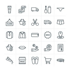 Modern Simple Set of clothes, shopping, beauty and cosmetics Vector outline Icons. Contains such Icons as pants,  care,  hand,  warm,  shop and more on white background. Fully Editable. Pixel Perfect.