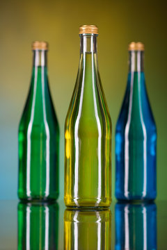 bottles on a colorful background