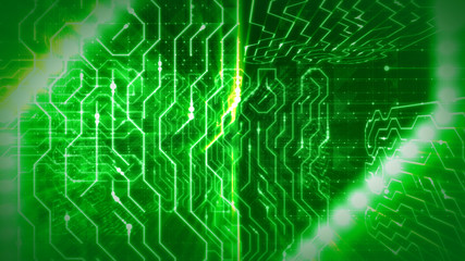 Intricate Objects In Green Circuit Board
