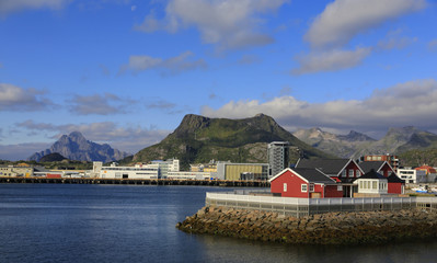 Naklejka premium On the road in Svolvear Lofoten in Northern Norway