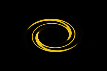 Yellow neon circle isolated on black background