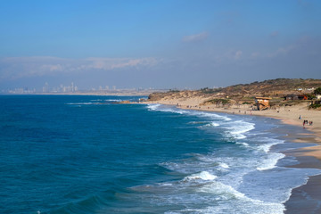 Fototapeta na wymiar Beautiful Palmachim beach on Mediterranean sea.