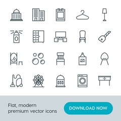 Modern Simple Set of buildings, furniture, housekeeping Vector outline Icons. Contains such Icons as  furniture,  house,  travel, hydrant and more on white background. Fully Editable. Pixel Perfect.