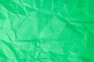 Green crumpled paper background.