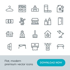 Modern Simple Set of buildings, furniture, housekeeping Vector outline Icons. Contains such Icons as church, hanger,  white,  smoke, home and more on white background. Fully Editable. Pixel Perfect.