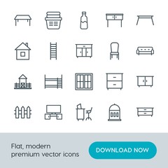 Modern Simple Set of buildings, furniture, housekeeping Vector outline Icons. Contains such Icons as  towel, table,  double,  modern,  room and more on white background. Fully Editable. Pixel Perfect.