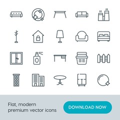 Modern Simple Set of buildings, furniture, housekeeping Vector outline Icons. Contains such Icons as  shiny,  empty,  city, table,  coat and more on white background. Fully Editable. Pixel Perfect.