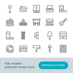 Modern Simple Set of buildings, furniture, housekeeping Vector outline Icons. Contains such Icons as  bed,  wardrobe,  business,  interior and more on white background. Fully Editable. Pixel Perfect.