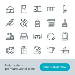 Modern Simple Set of buildings, furniture, housekeeping Vector outline Icons. Contains such Icons as  kitchen,  clean, kitchen,  interior and more on white background. Fully Editable. Pixel Perfect.
