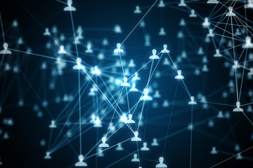 3d illustration connecting people on the internet, social network connection