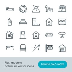 Modern Simple Set of buildings, furniture, housekeeping Vector outline Icons. Contains such Icons as  information, furniture,  door, table and more on white background. Fully Editable. Pixel Perfect.