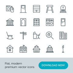 Modern Simple Set of buildings, furniture, housekeeping Vector outline Icons. Contains such Icons as  seat,  household, chinese, closet and more on white background. Fully Editable. Pixel Perfect.